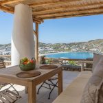 Elena Hotel Mykonos kapalı teras Mykonos koy panoraması, balayı için kahvaltı düzeni