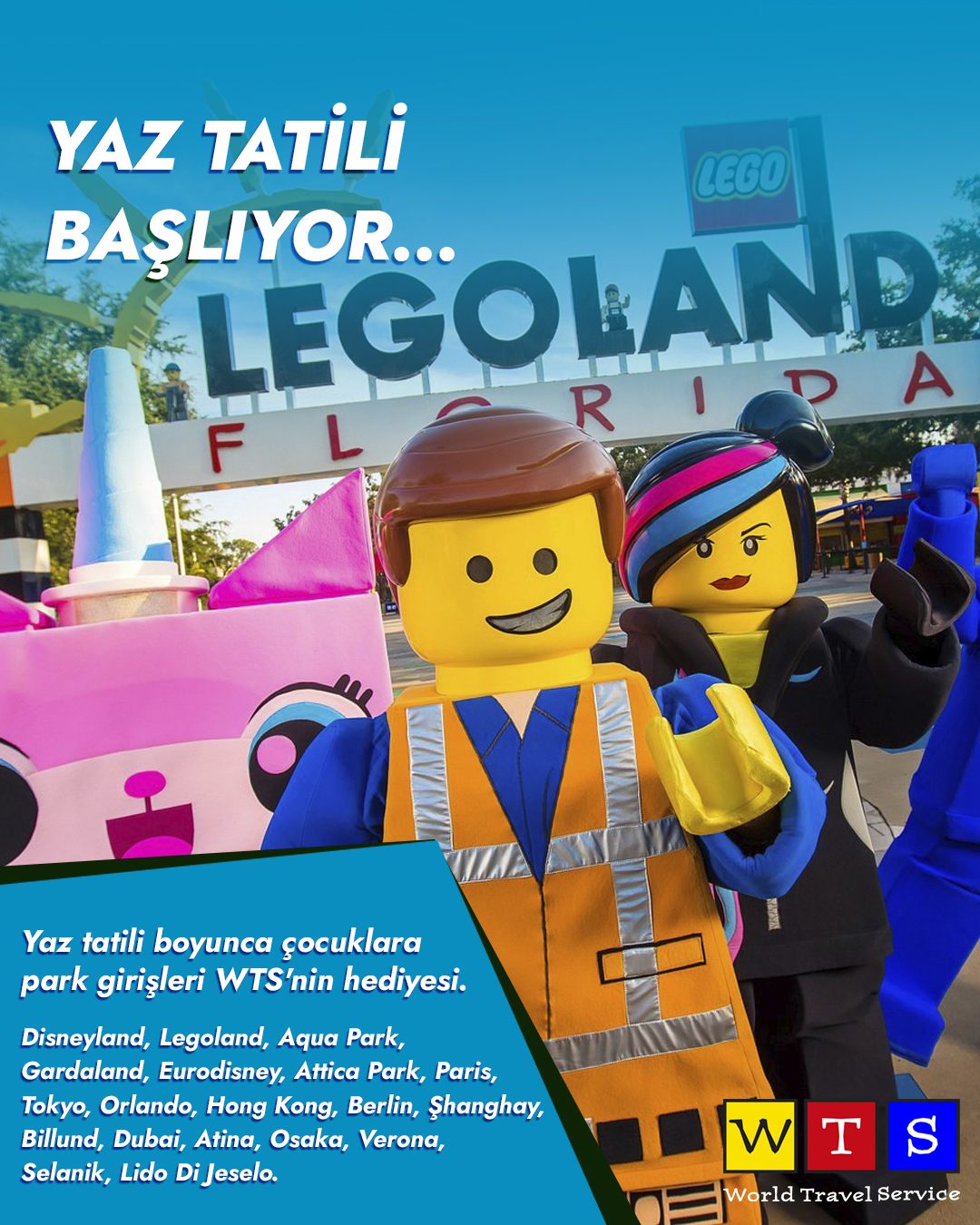 Yaz Tatili Başlıyor, çocuklara tema parkı girişi WTS hediyesi