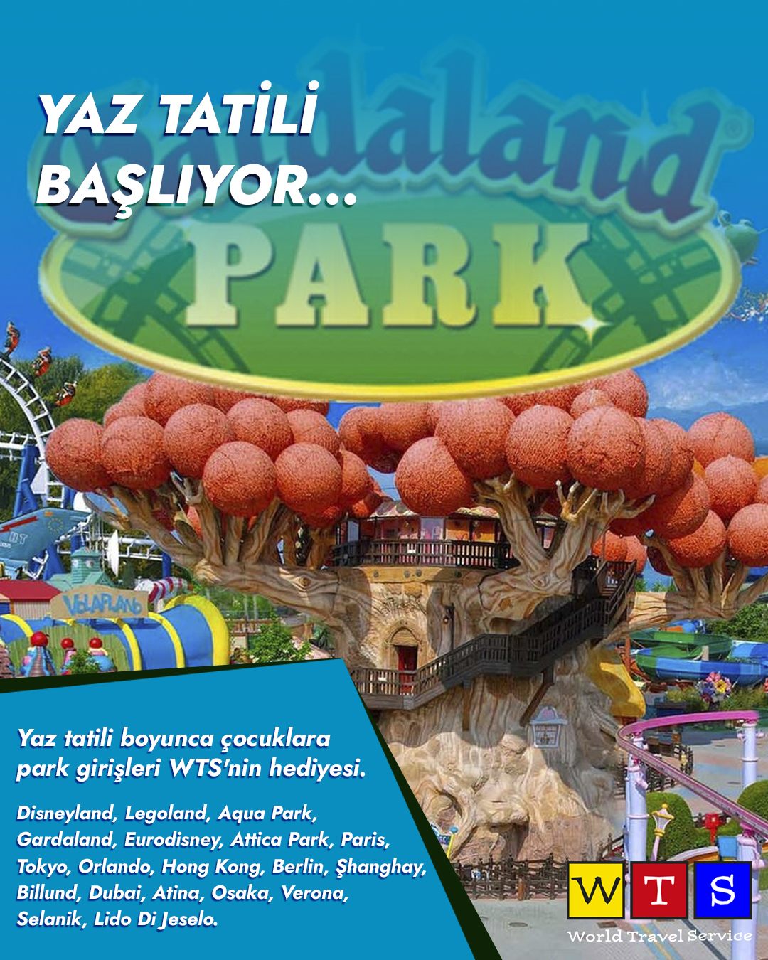 Yaz Tatili Başlıyor, çocuklara tema parkı girişi WTS hediyesi