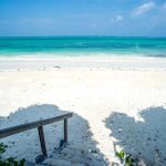 Zawadi plajı ve turkuaz deniz kuşbakışı, Michamvi Zanzibar