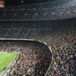 Barcelona maç turunda Camp Nou Stadyumu'nun kuş bakışı panoraması