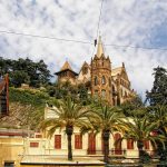 Barcelona Noel turunda Tibidabo tepesinden şehir ve deniz panoraması