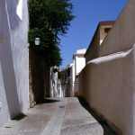 İbiza turunda Dalt Vila surlarla çevrili eski şehir ve kalenin panoraması