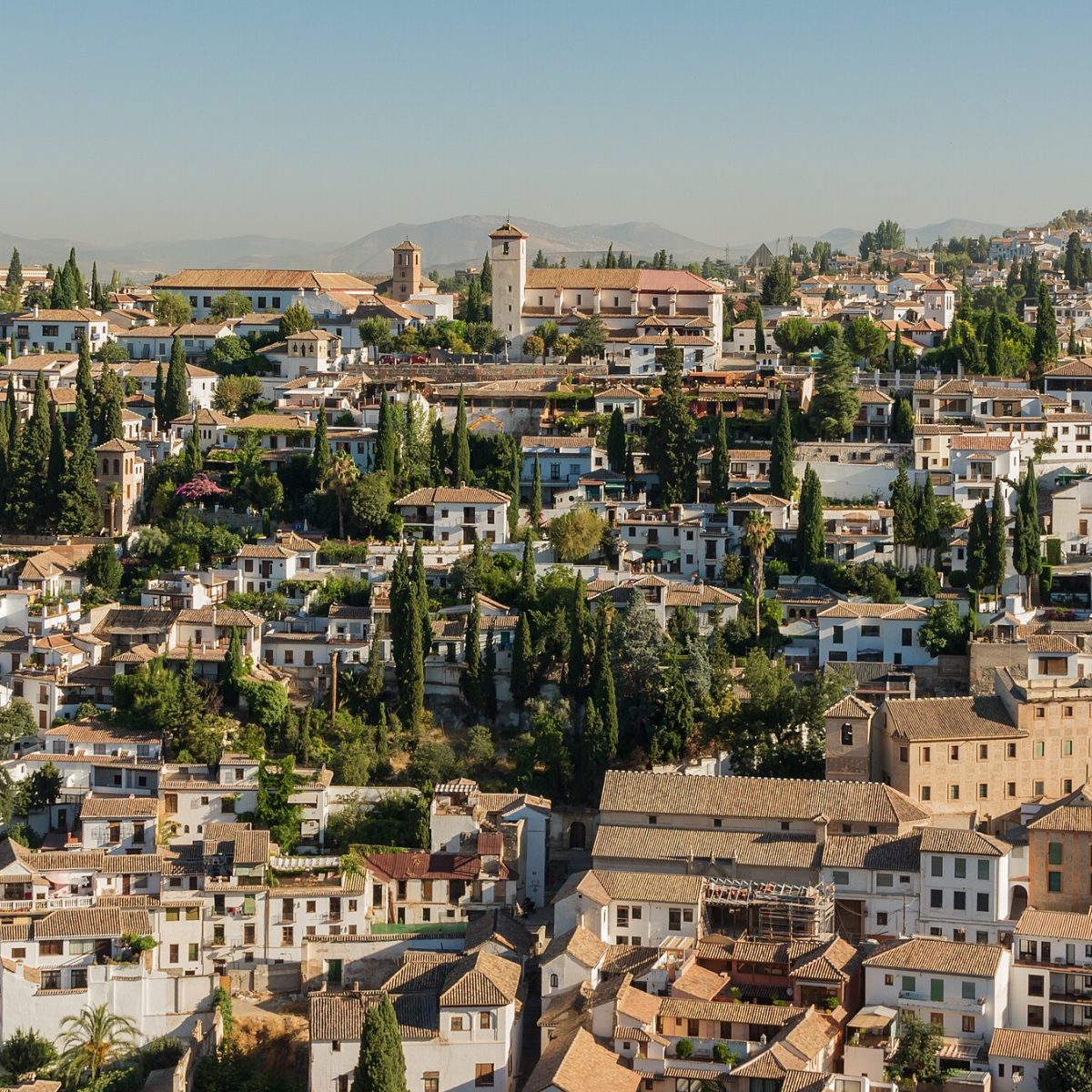 Albaicín Manzarası, Granada Mirador de San Nicolás'tan Elhamra ve Albaicín mahallesi manzarası, Granada Endülüs turu