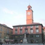 Palazzo del Monte ve saat kulesi, Reggio Emilia İtalya