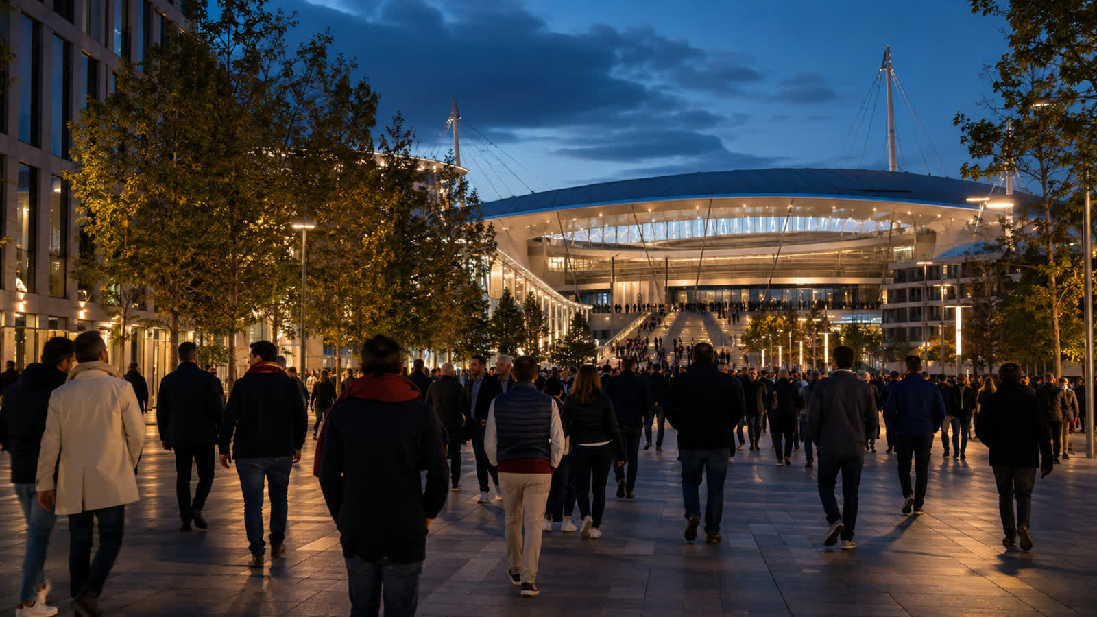 Fransa stadyumuna giden futbolseverler